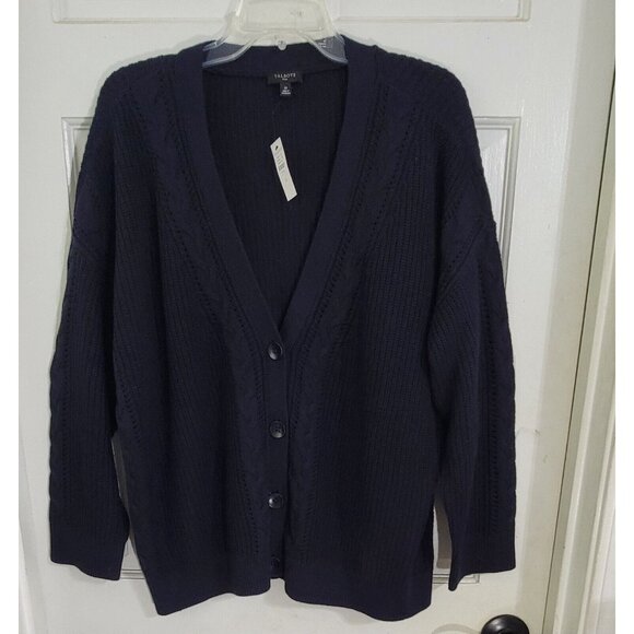 Talbots Womens Navy Blue Button Front Cardigan V Neck Long Sleeve Size 2X NWT - Picture 4 of 9
